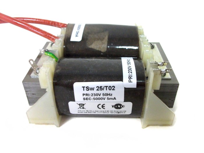 Transformator sieciowy wysokonapięciowy TSw  25/T02 230/5000V 5m